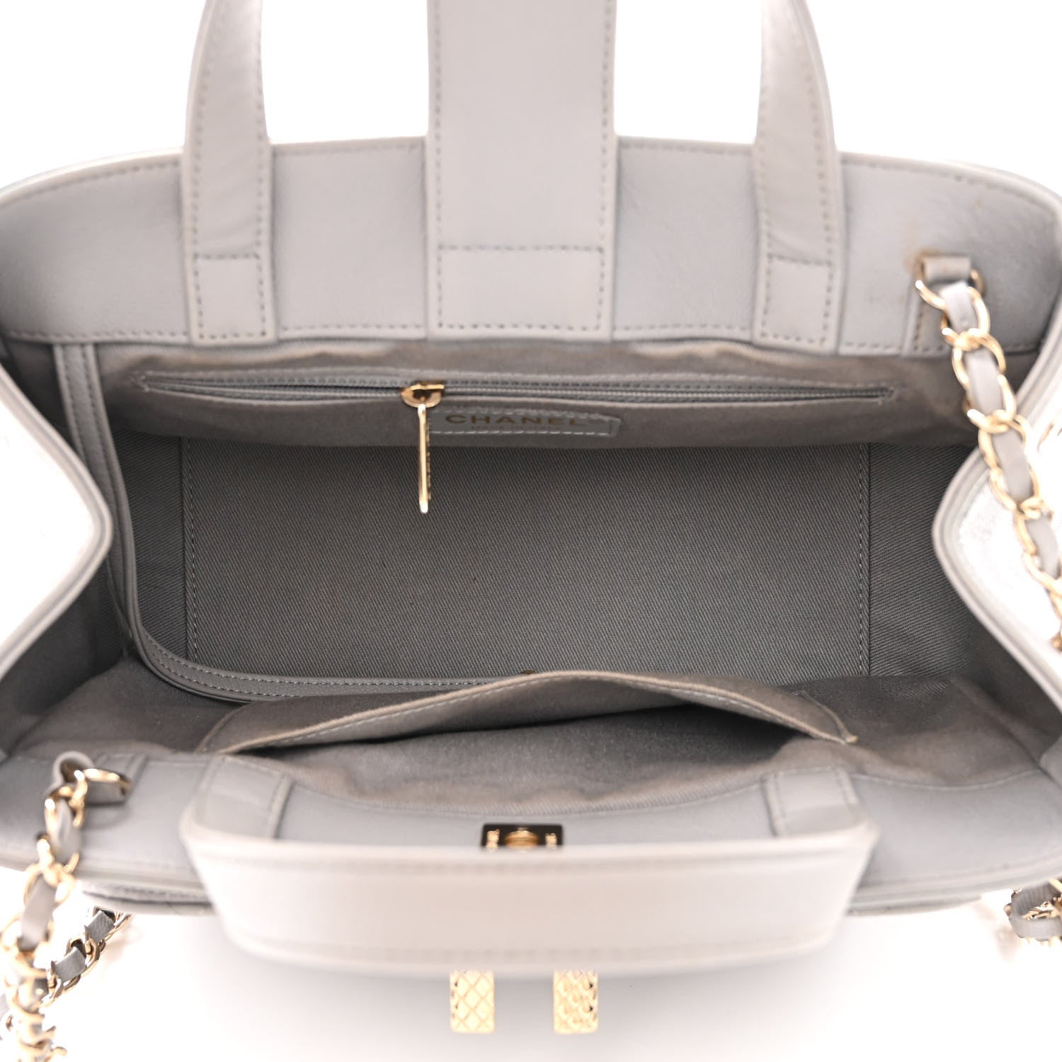 Chanel Caviar Quilted Small Business Affinity Shopping Bag Grey 5 of 13
