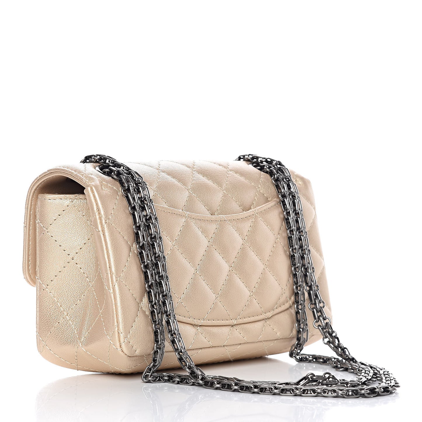 Metallic Sheepskin Quilted 2.55 Reissue Mini Flap Beige