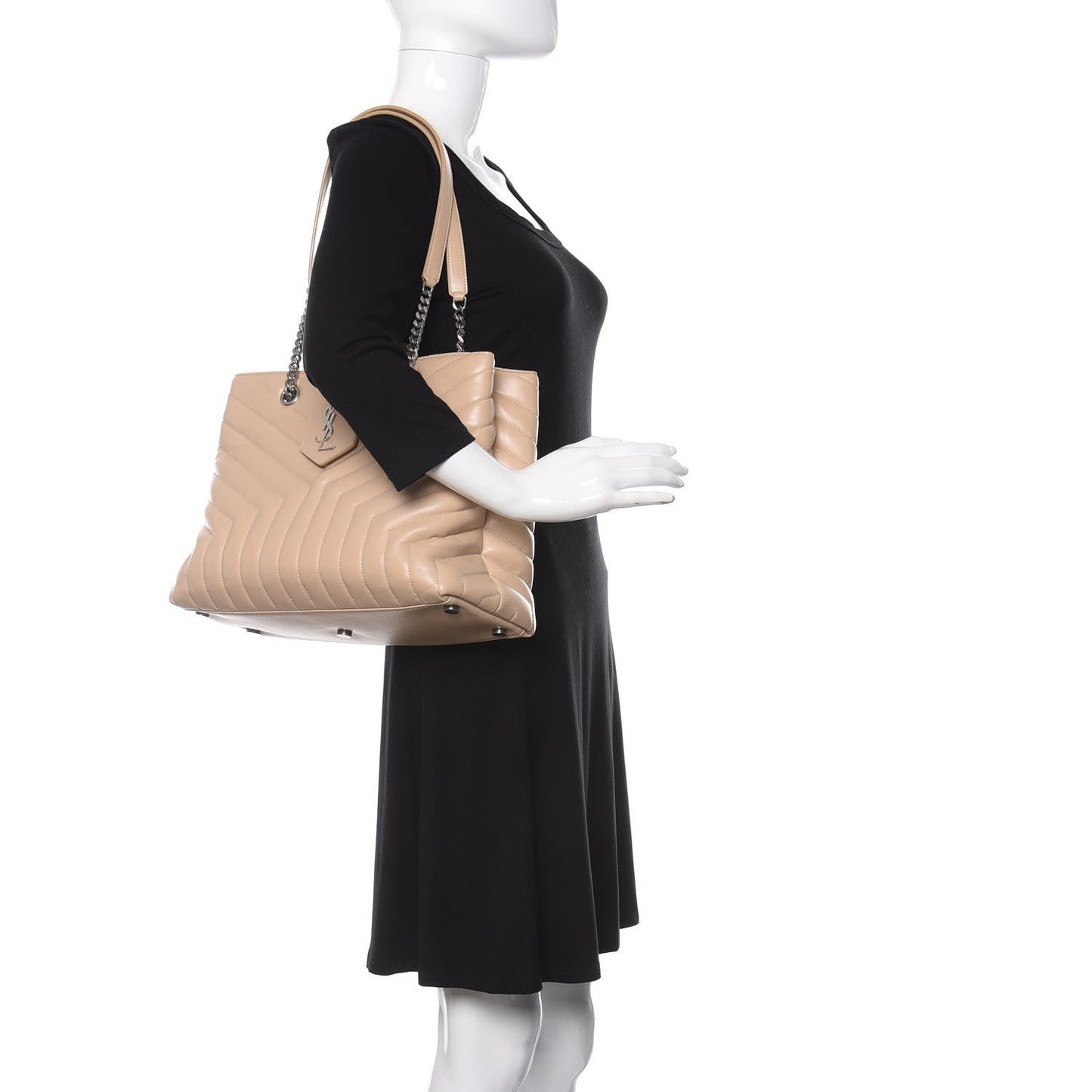 Calfskin Y Quilted Monogram Large Loulou Shopper Nude Powder