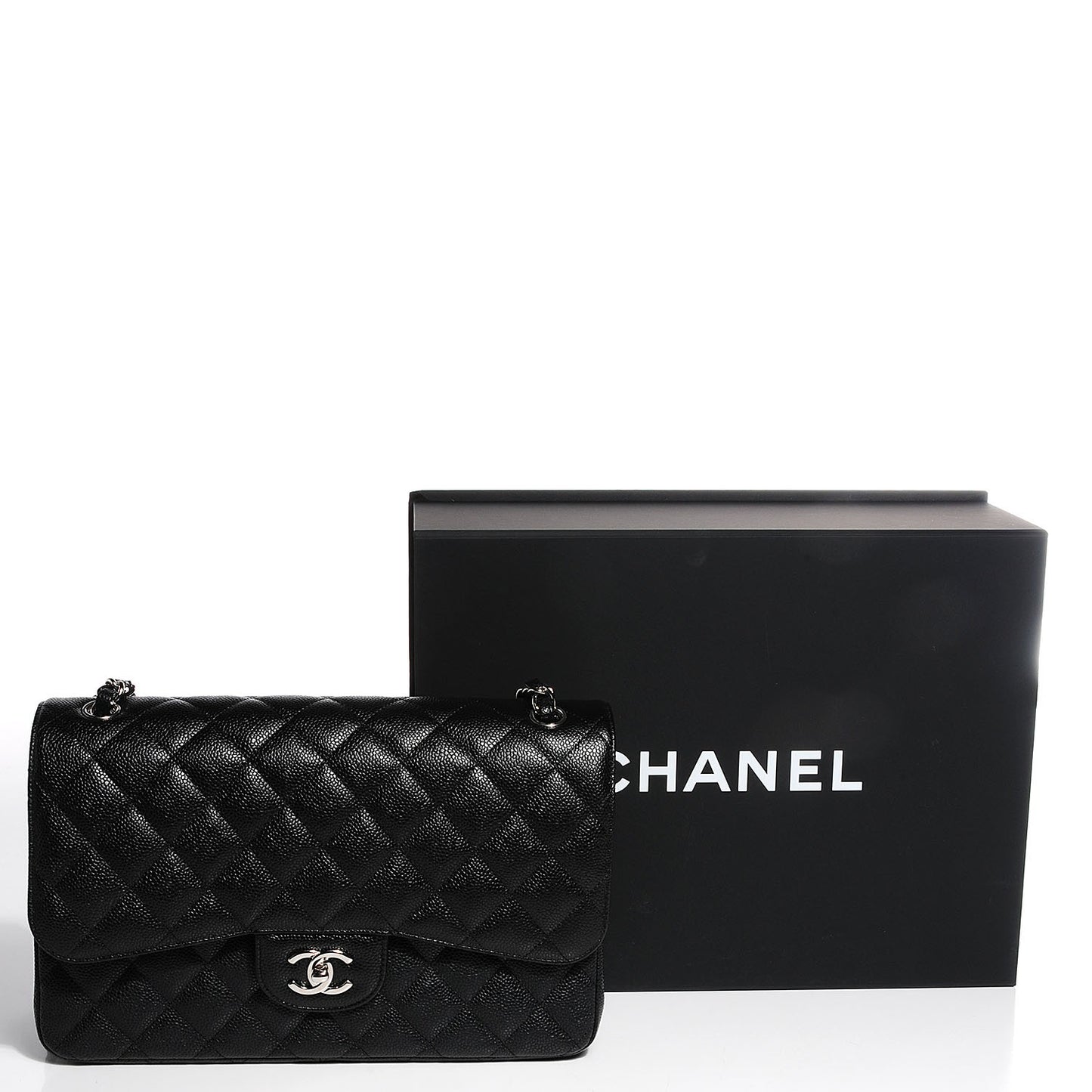 Caviar Quilted Jumbo Double Flap Black