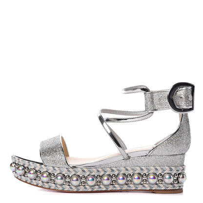 Christian Louboutin Crepe Satin Specchio Lurex Chocazeppa 60 Platform Sandals 36 Silver 1 of 10