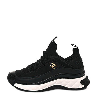 Chanel Velvet Calfskin Mixed Fibers CC Sneakers 36 Black 1 of 7