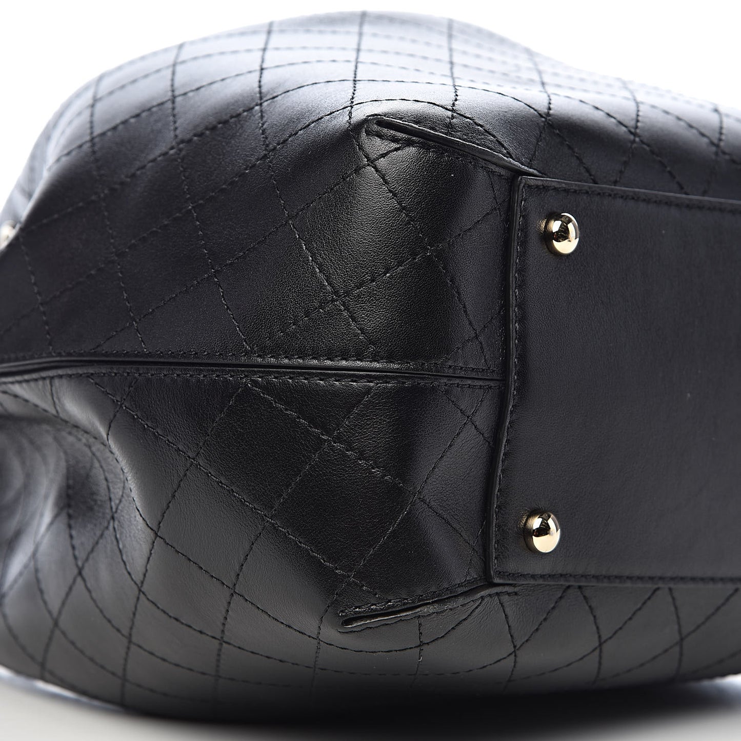 Calfskin Stitched Drawstring Bag Black