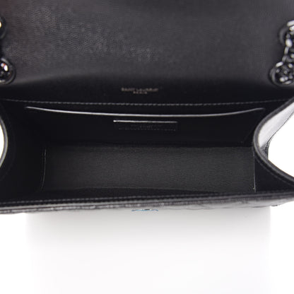 Saint Laurent Grain De Poudre Textured Mixed Matelasse Triquilt Medium Monogram Satchel Black 5 of 9