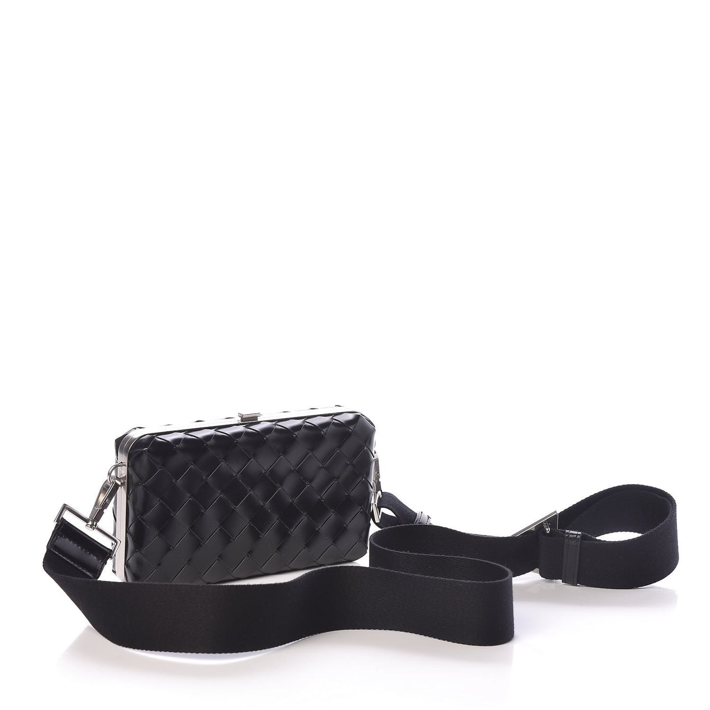 Spazzolato Intrecciato Mens Crossbody Messenger Case Black