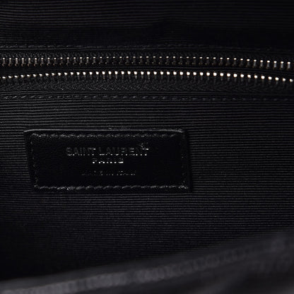 Saint Laurent Grain De Poudre Matelasse Chevron Large Monogram Satchel Black 6 of 7