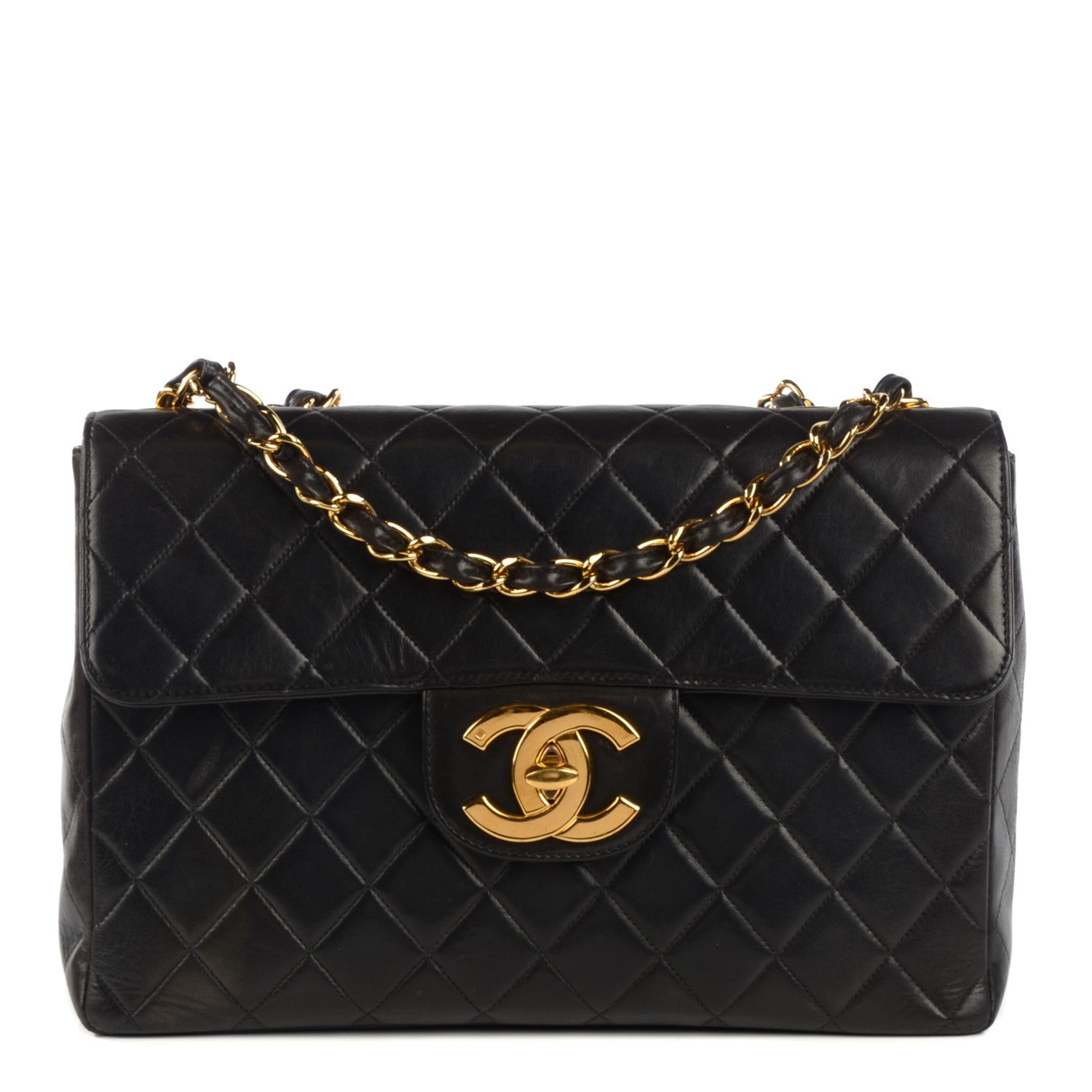 Chanel Lambskin Quilted Jumbo Flap Black 1 of 9