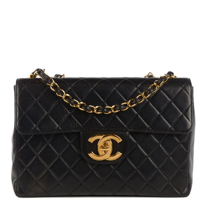 Chanel Lambskin Quilted Jumbo Flap Black 1 of 9