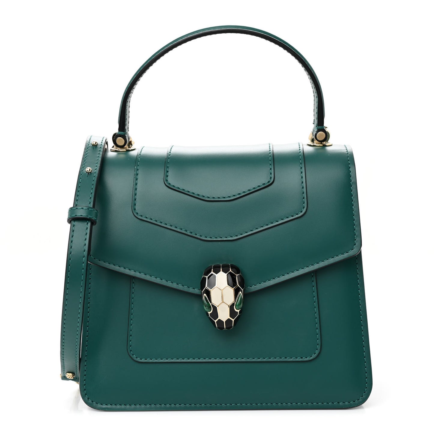 Calfskin Serpenti Forever Top Handle Emerald Green