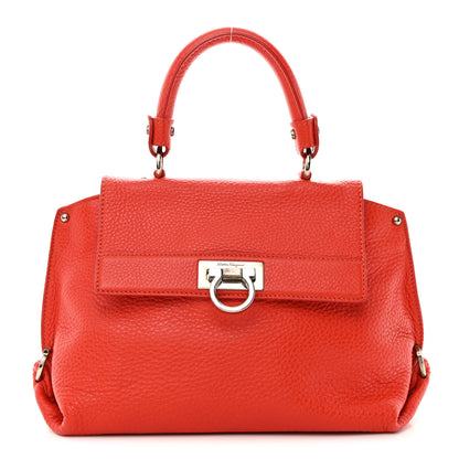 Salvatore Ferragamo Grained Calfskin Sofia Satchel Red 1 of 9