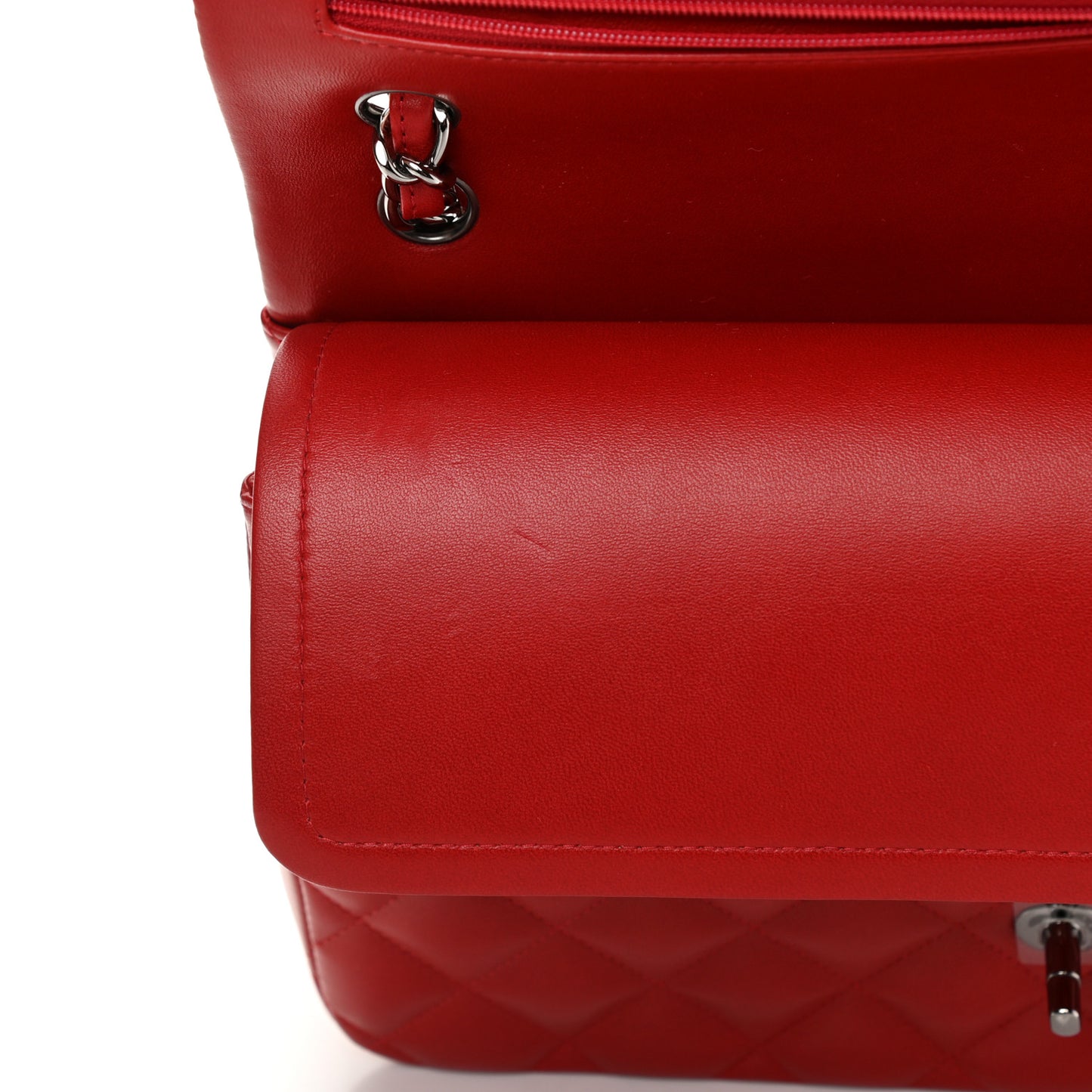 Lambskin Quilted Jumbo Double Flap Red