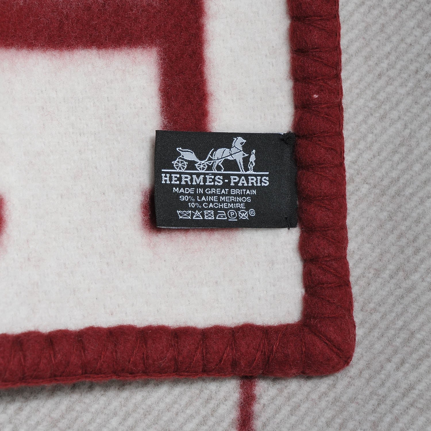 Hermes Wool Cashmere Avalon III Blanket Ecru Rouge H 3 of 3