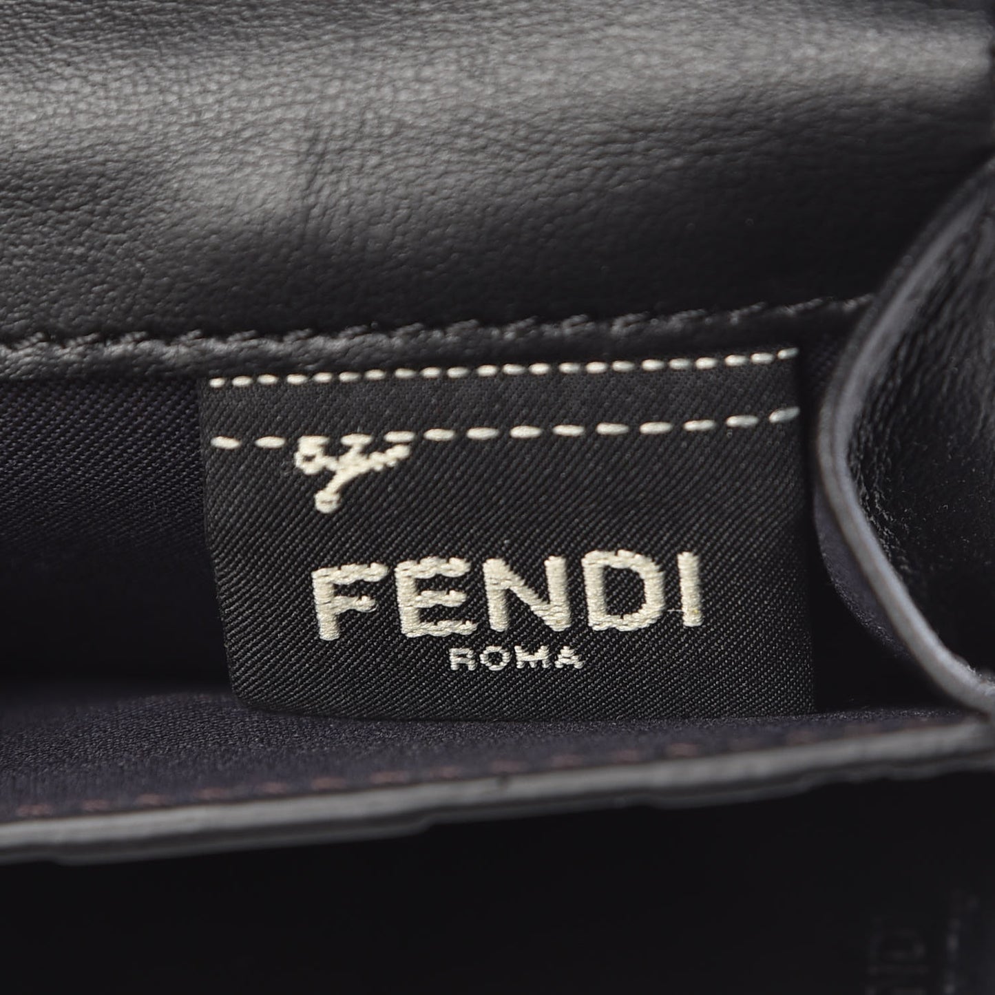 Vitello Liberty F is Fendi Bi-Color FF 1974 Embossed Micro Tri-Fold Envelope Wallet Maya Black