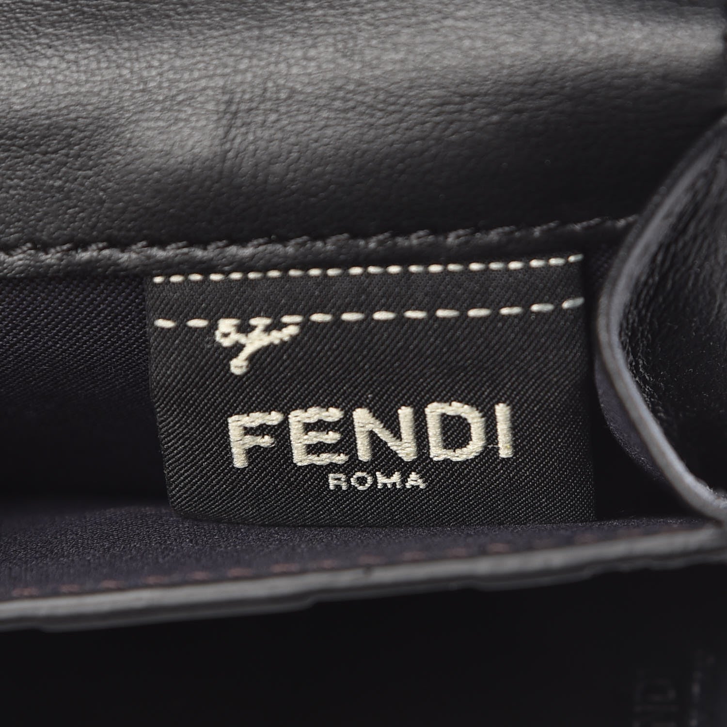 Fendi Vitello Liberty F is Fendi Bi-Color FF 1974 Embossed Micro Tri-Fold Envelope Wallet Maya Black 6 of 11