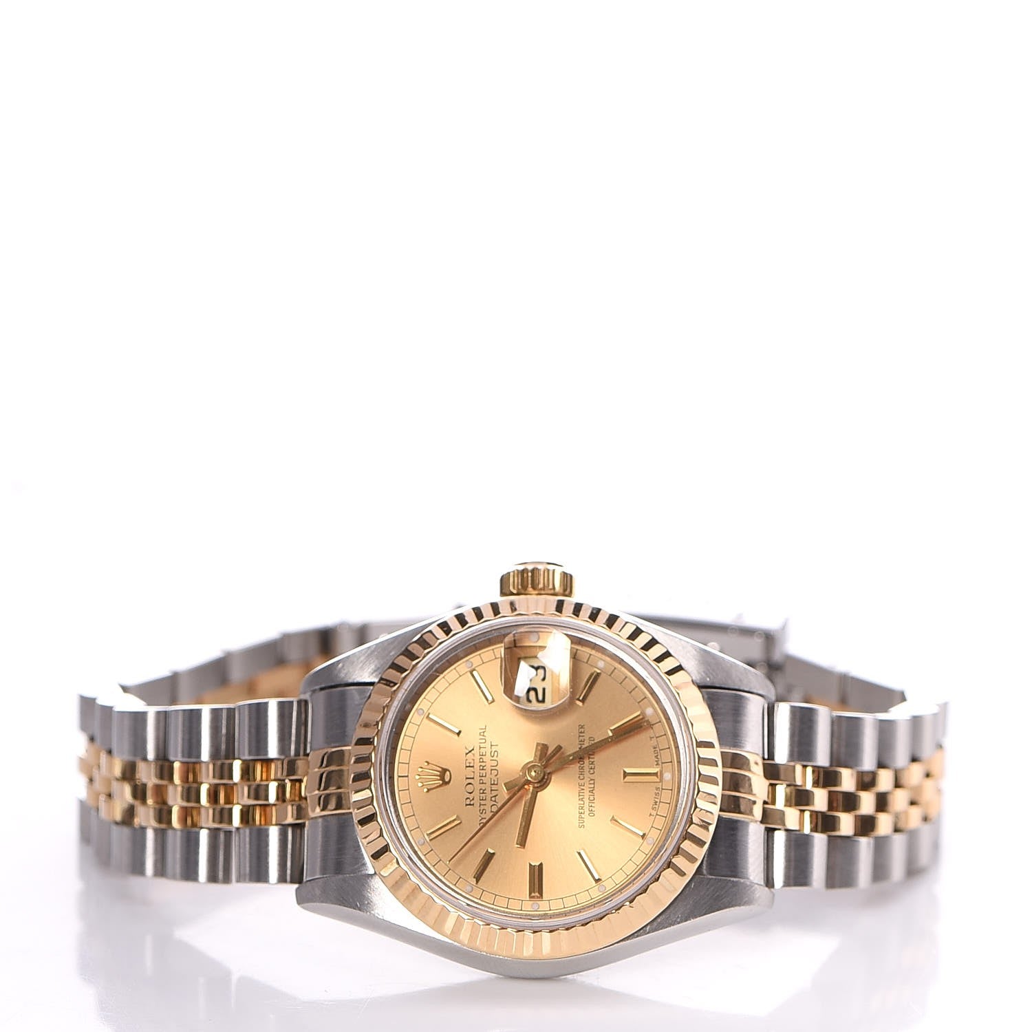 Rolex Stainless Steel 18K Yellow Gold 26mm Oyster Perpetual Datejust Watch Champagne 79173 3 of 8