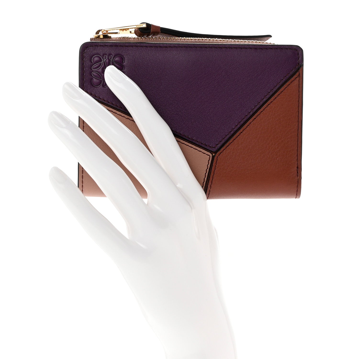 Loewe Calfskin Puzzle Zip Bi-Fold Wallet Dark Blush Dark Rust 2 of 7