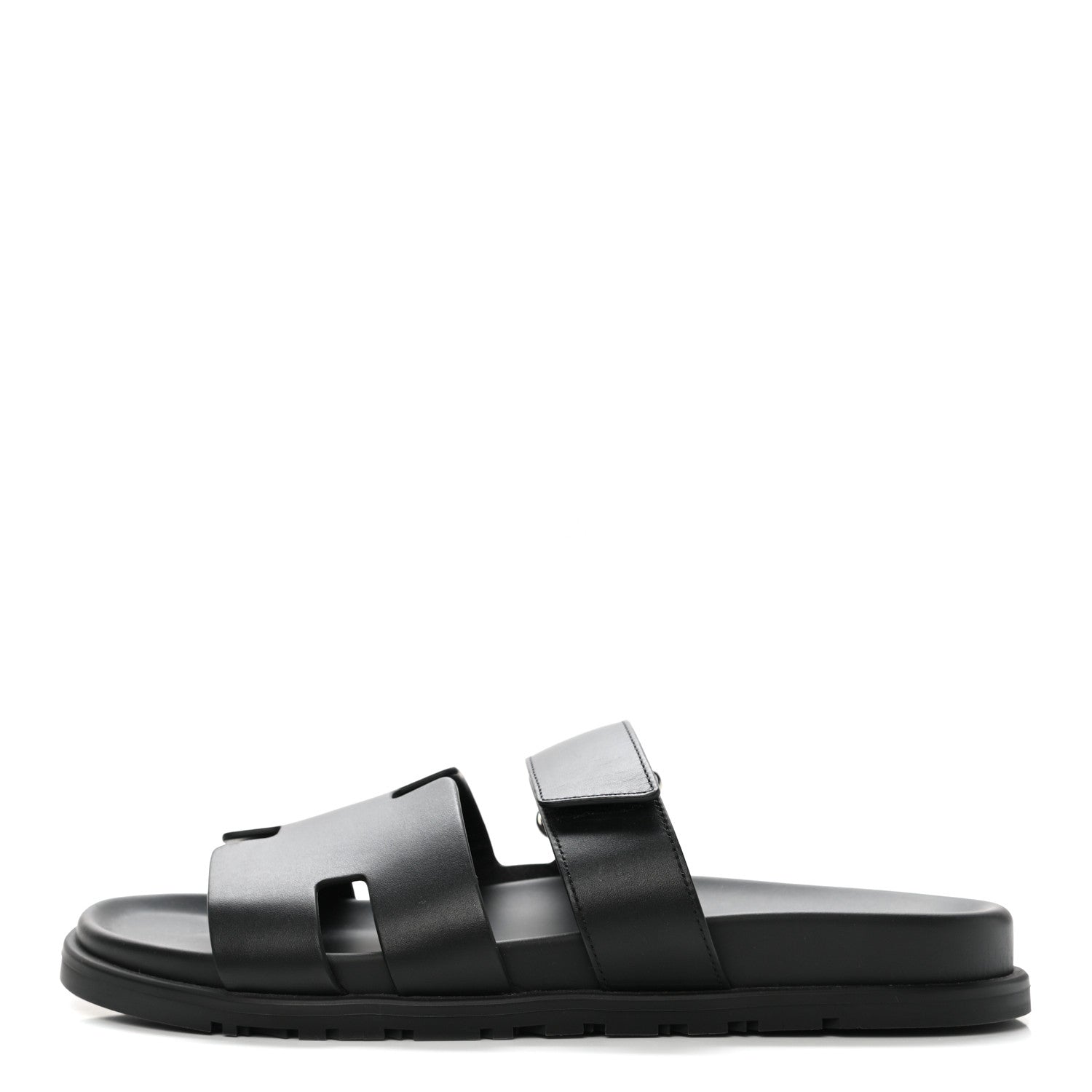 Hermes Calfskin Mens Chypre Sandals 41 Black 1 of 9