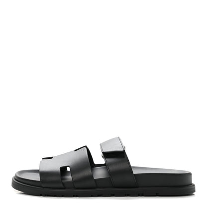 Hermes Calfskin Mens Chypre Sandals 41 Black 1 of 9