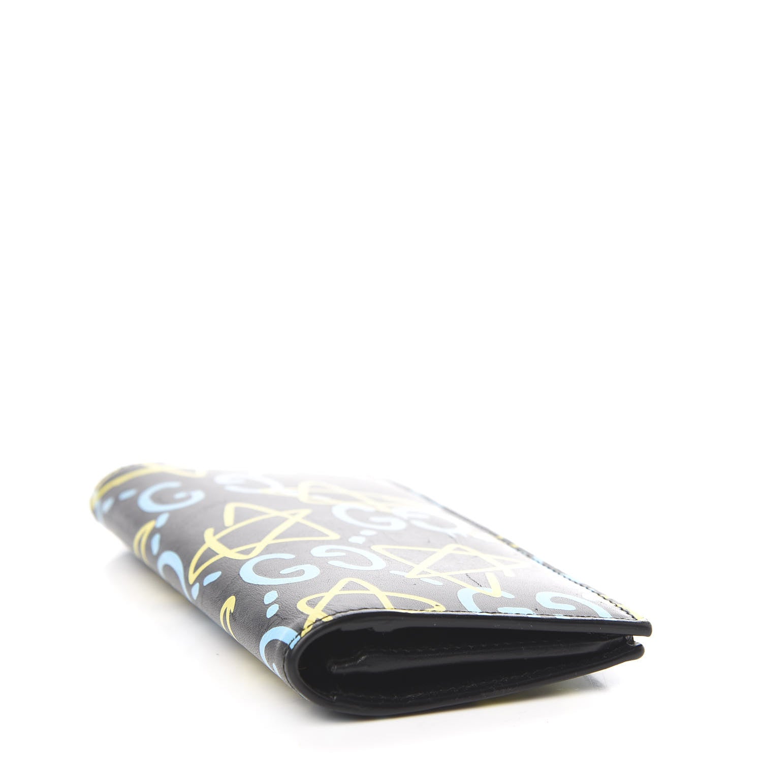 Gucci Calfskin GucciGhost Bi-Fold Long Wallet Black New Acquamarine 4 of 8