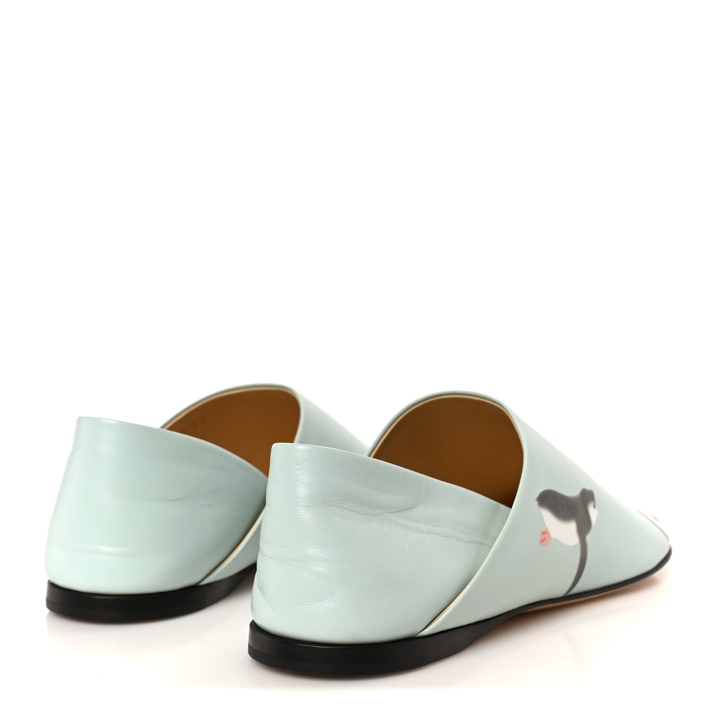 X SUNA FUJITA Goatskin Peguin Toy Slipper 36 Blue Iceberg
