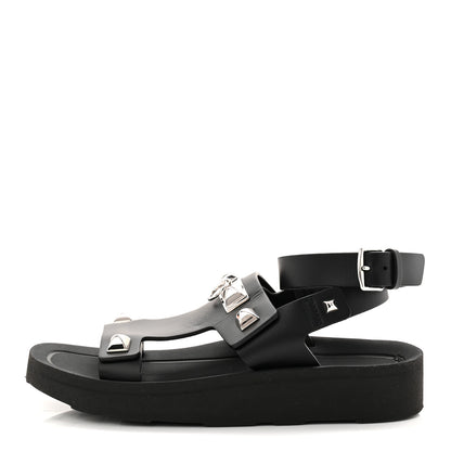 Hermes Calfskin Medor Studded Womens Intuition Sandals 37 Black 1 of 11