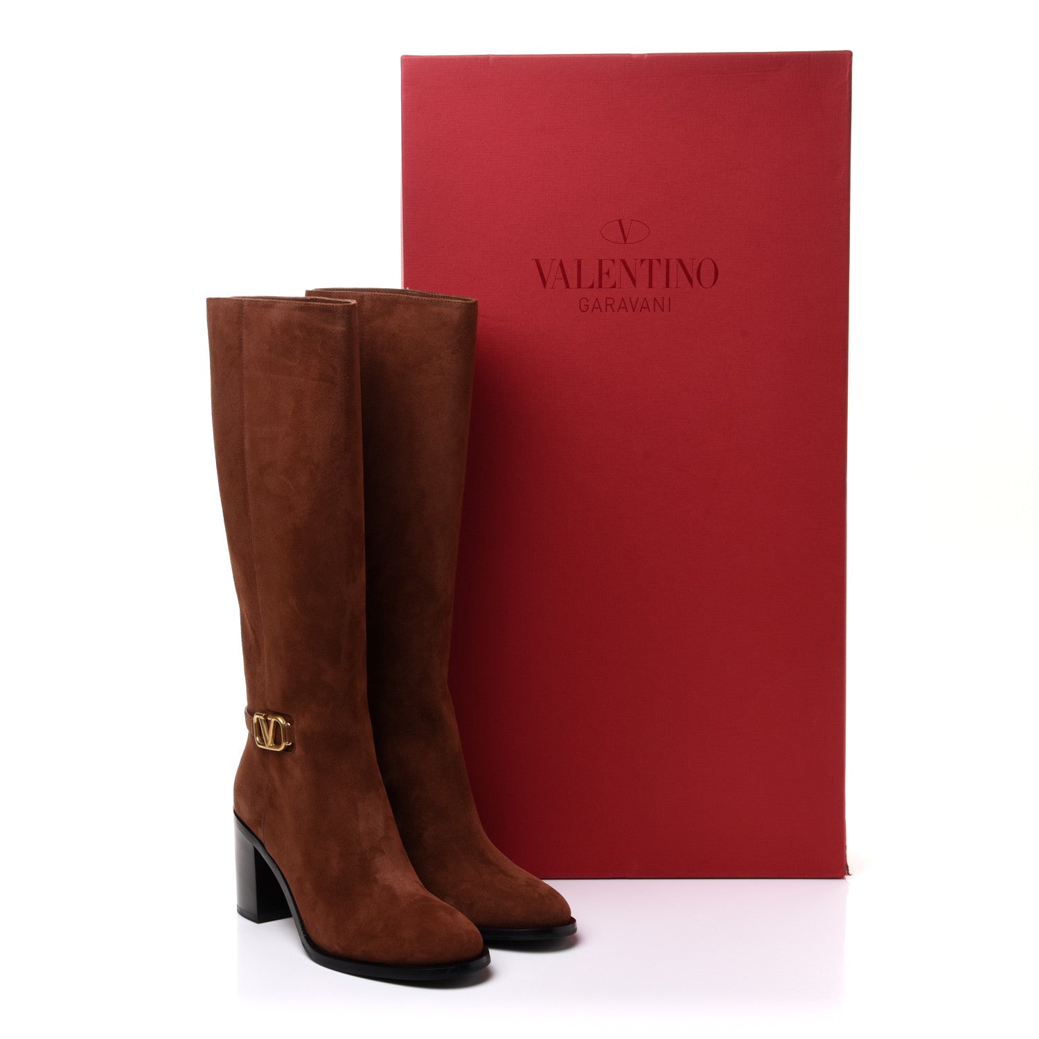 Valentino Garavani Suede Vlogo Knee High Boots 40.5 Brown 11 of 11