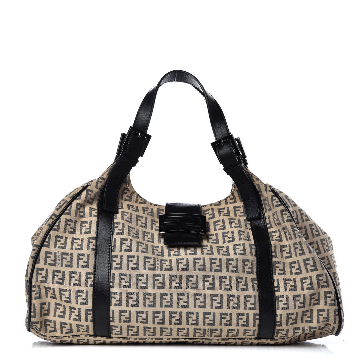 Zucchino Vitello Shoulder Bag Beige Black