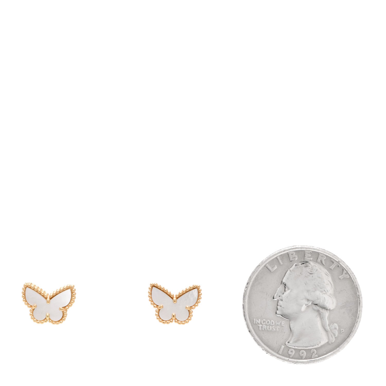 Van Cleef & Arpels 18K Yellow Gold Mother of Pearl Sweet Alhambra Butterfly Earrings 2 of 7