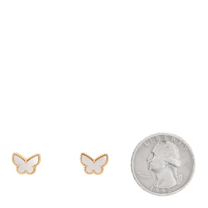 Van Cleef & Arpels 18K Yellow Gold Mother of Pearl Sweet Alhambra Butterfly Earrings 2 of 7