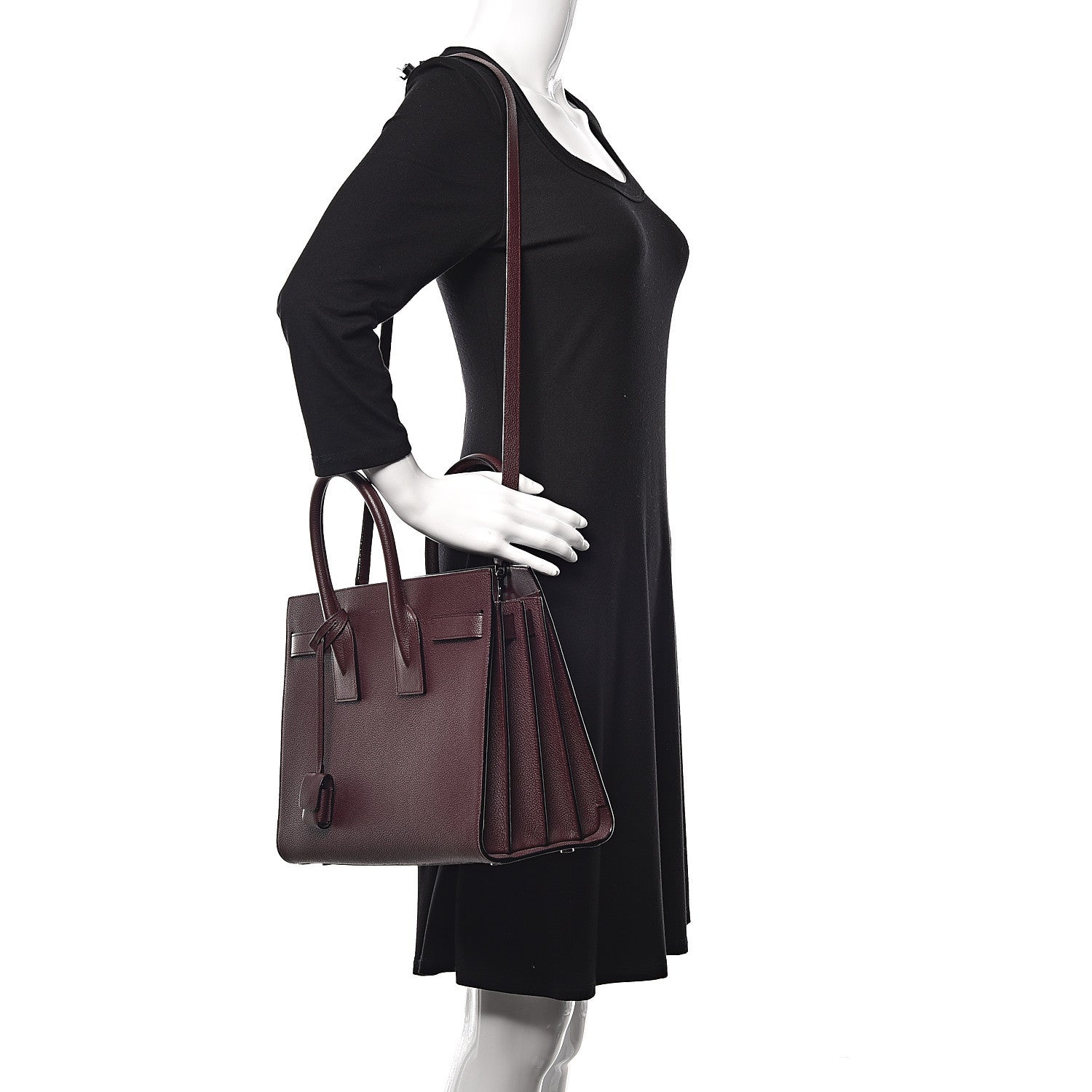 Saint Laurent Grained Calfskin Small Classic Sac De Jour Amaranto 2 of 11