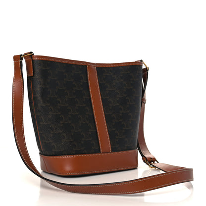 Celine Triomphe Canvas Calfskin Small Bucket Bag Tan 3 of 9