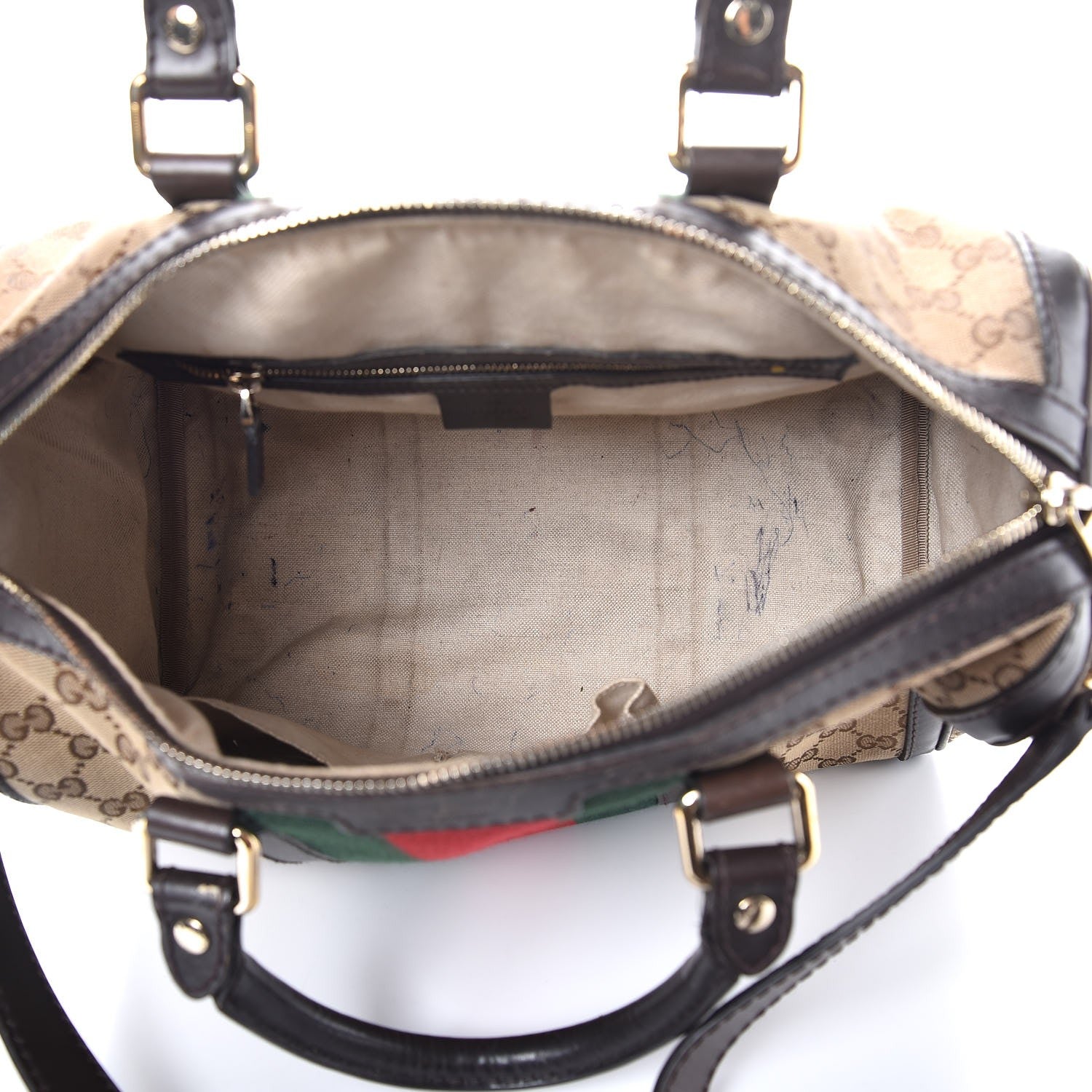 Gucci Monogram Vintage Web Medium Boston Dark Brown 5 of 28
