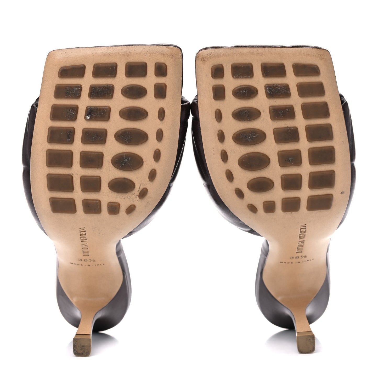 Nappa Quilted Rubber Lido Mule Sandals 38.5 Fondant