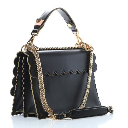 Fendi Vitello Liberty Scalloped Studded Kan I Shoulder Bag Black 3 of 11