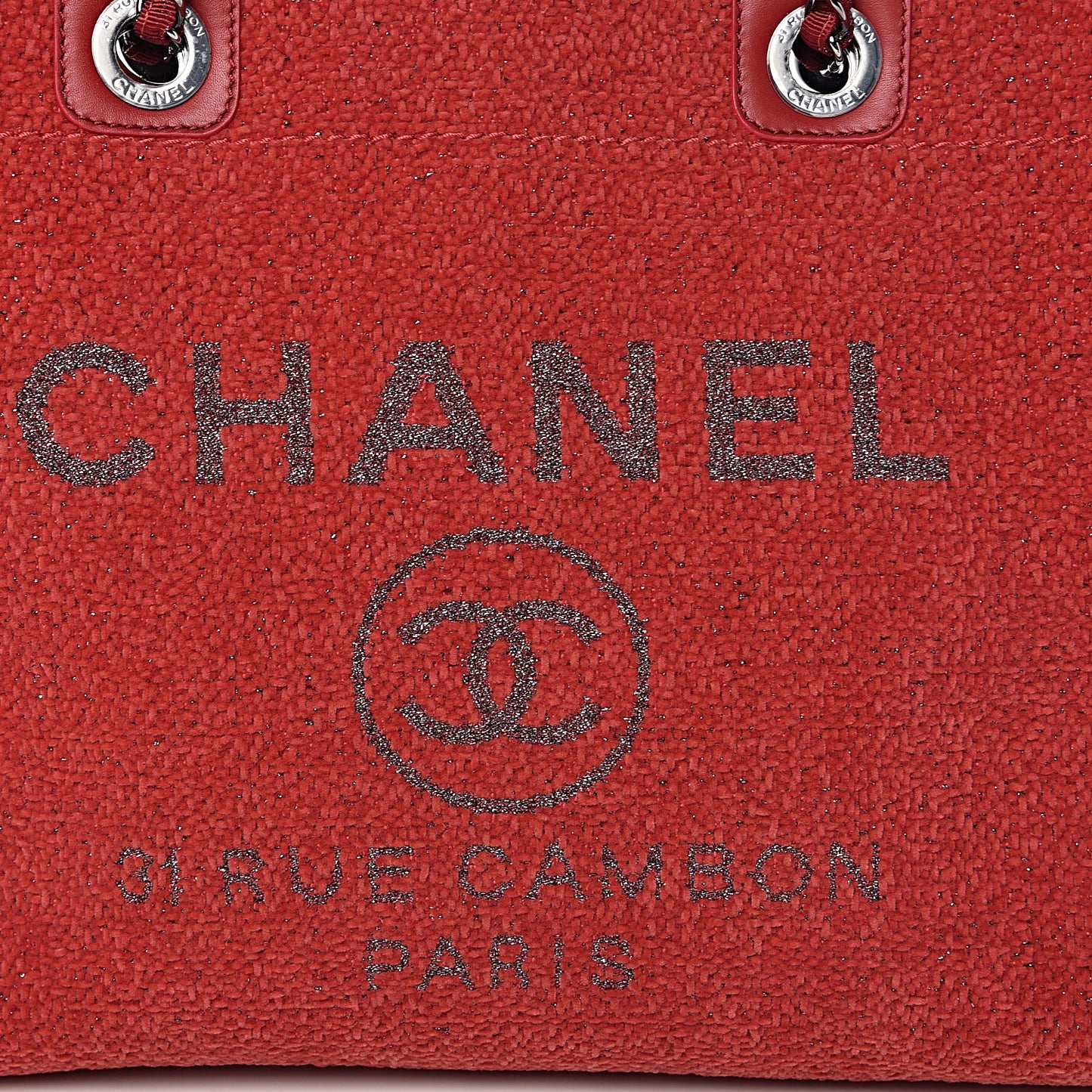 Lurex Boucle Small Deauville Tote Red