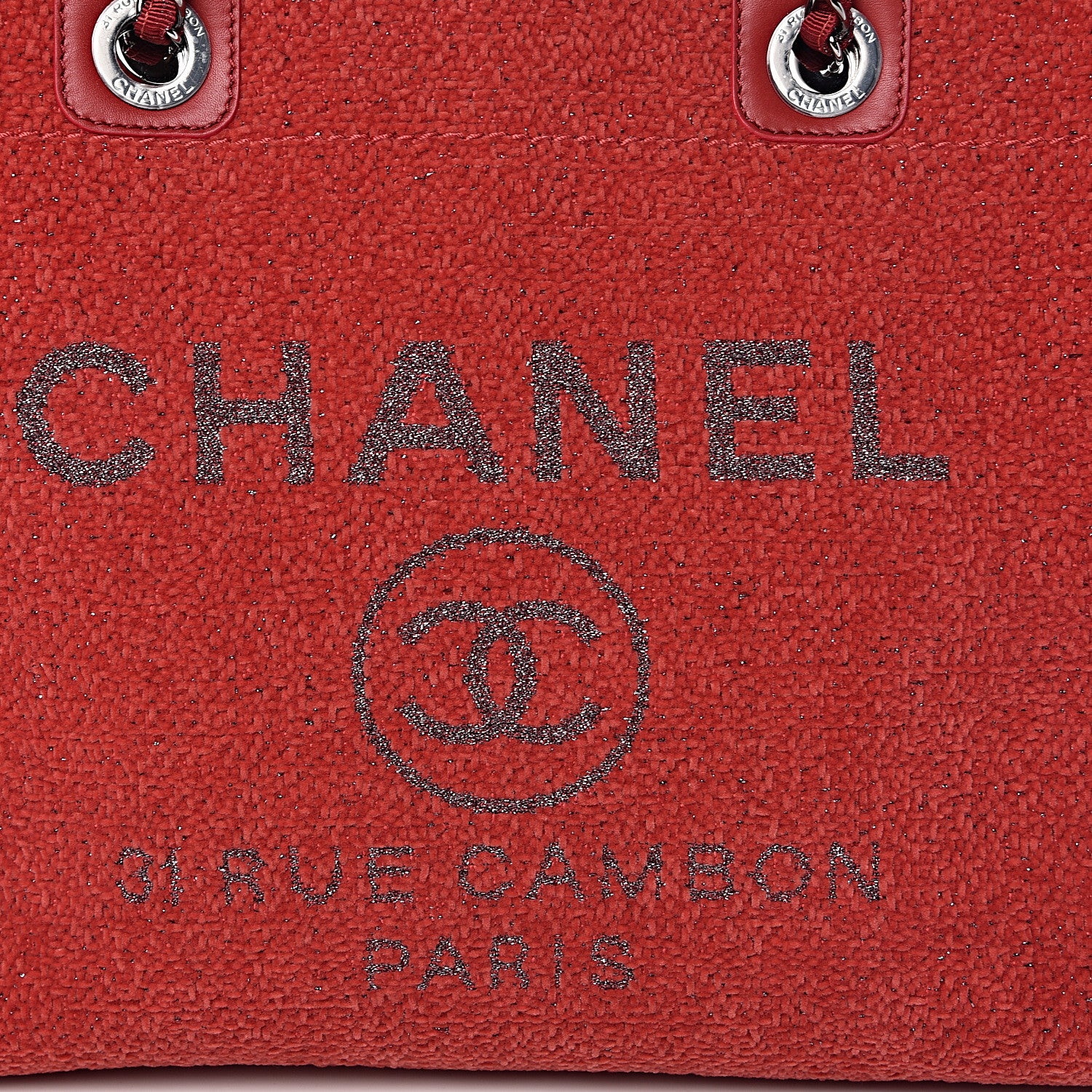 Chanel Lurex Boucle Small Deauville Tote Red 10 of 11