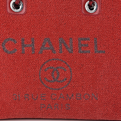 Chanel Lurex Boucle Small Deauville Tote Red 10 of 11