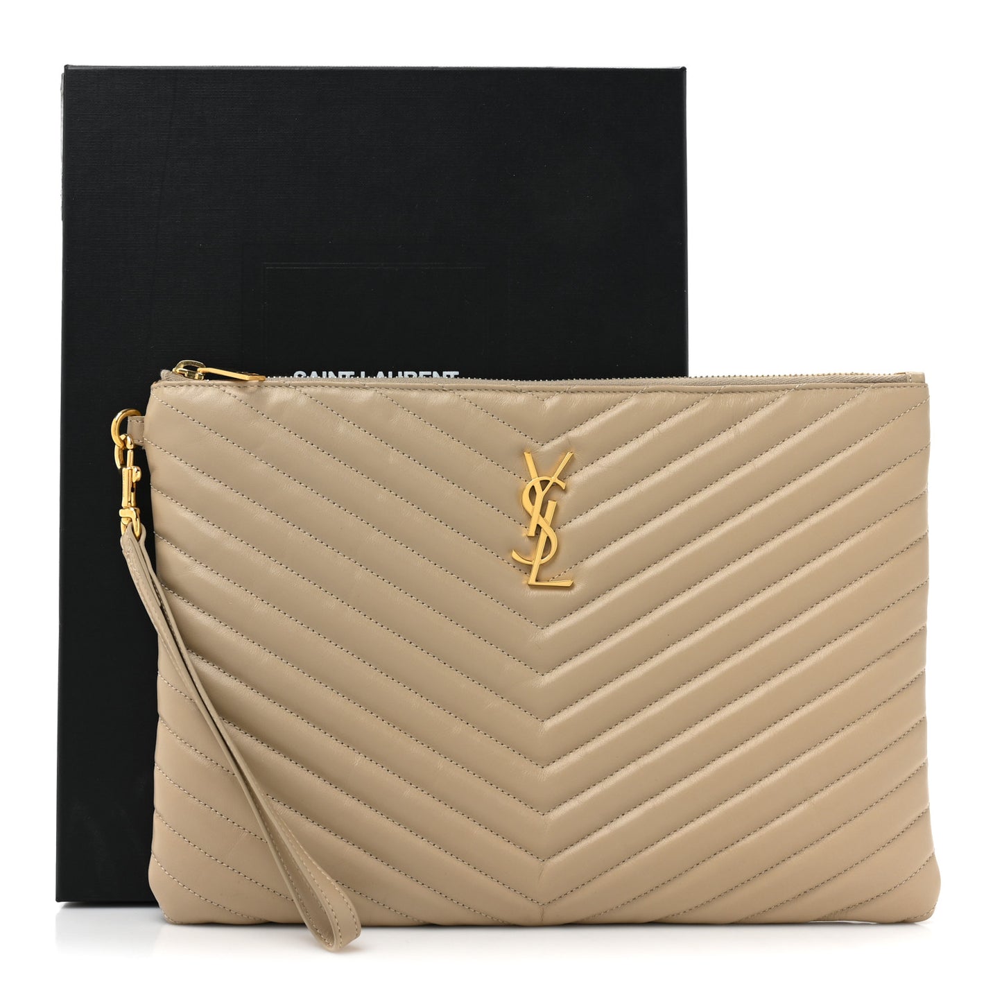 Calfskin Matelasse Monogram Cassandre Tablet Pouch Sea Salt