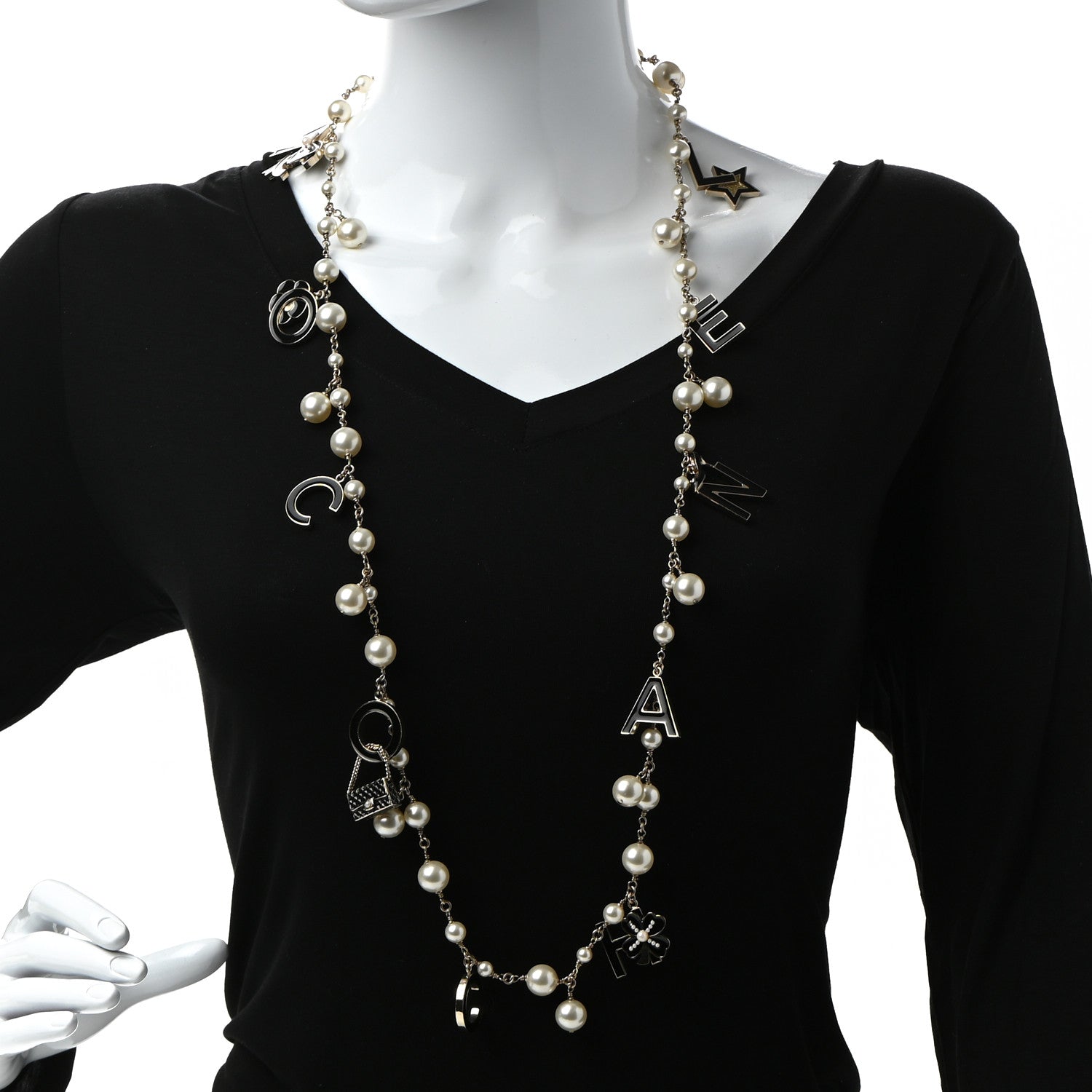 Chanel Pearl Charms Coco Chanel Logo Necklace 2 of 7