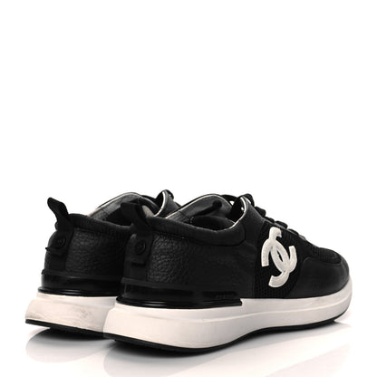 Chanel Calfskin Mesh Lycra Suede Womens Logo Sneakers 39 Black 4 of 9