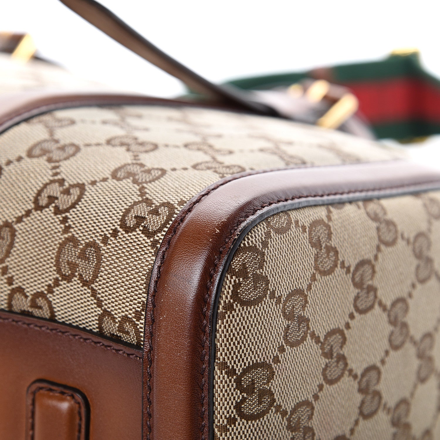 Gucci Monogram Medium Lady Web Boston Bag Beige Cuir 11 of 16
