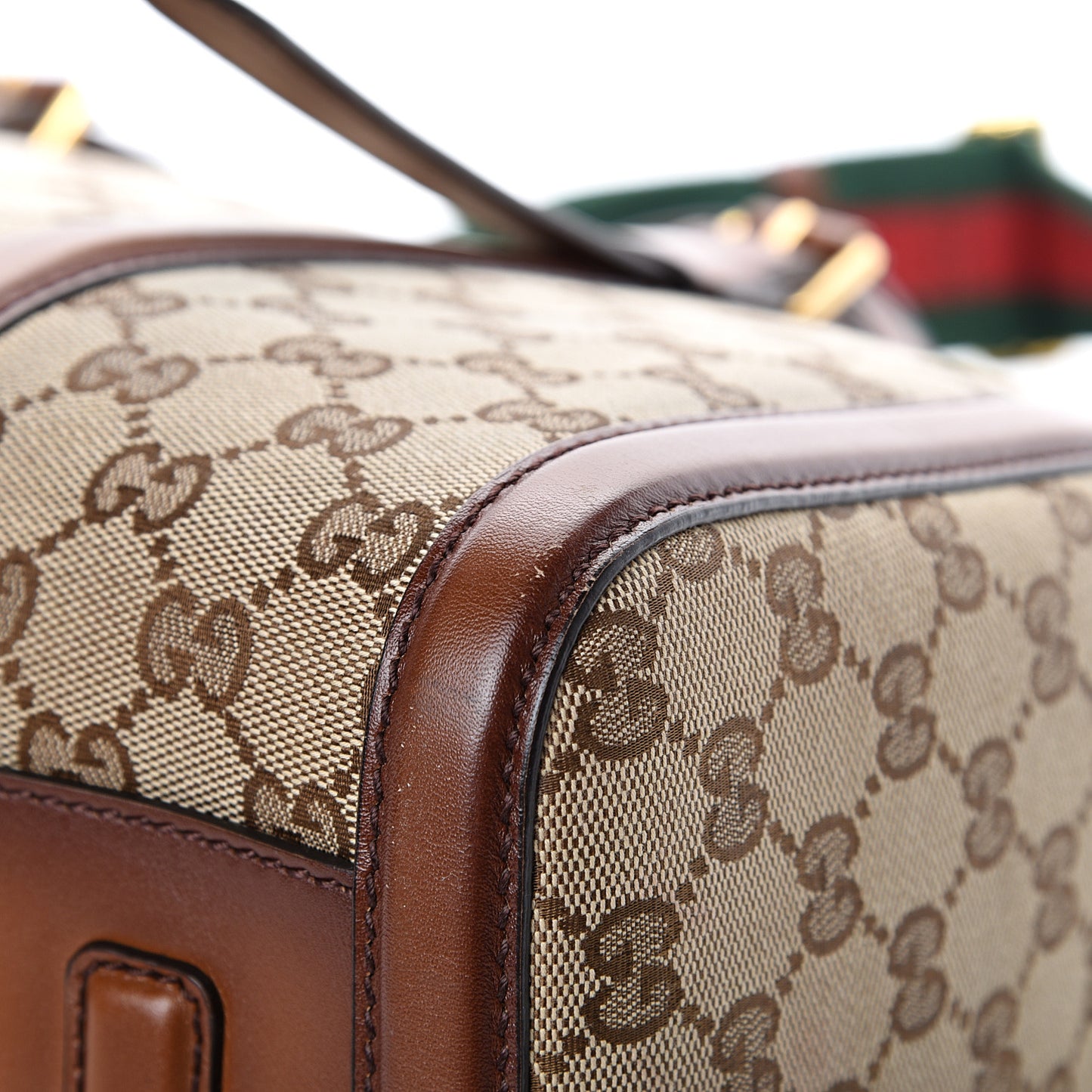 Monogram Medium Lady Web Boston Bag Beige Cuir