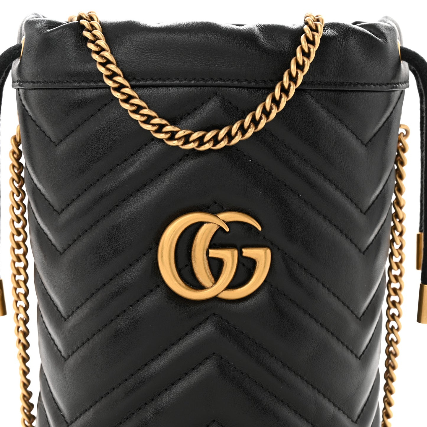 Calfskin Matelasse Mini GG Marmont 2.0 Bucket Bag Black