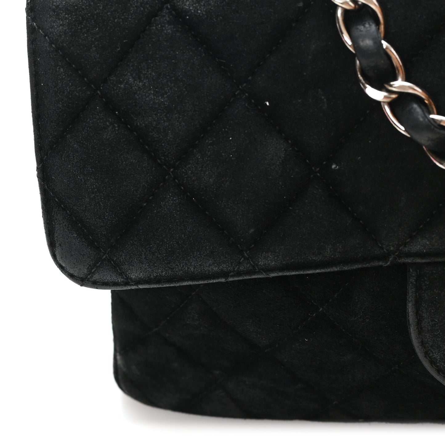 Suede Quilted Double Sided Small Flap Black