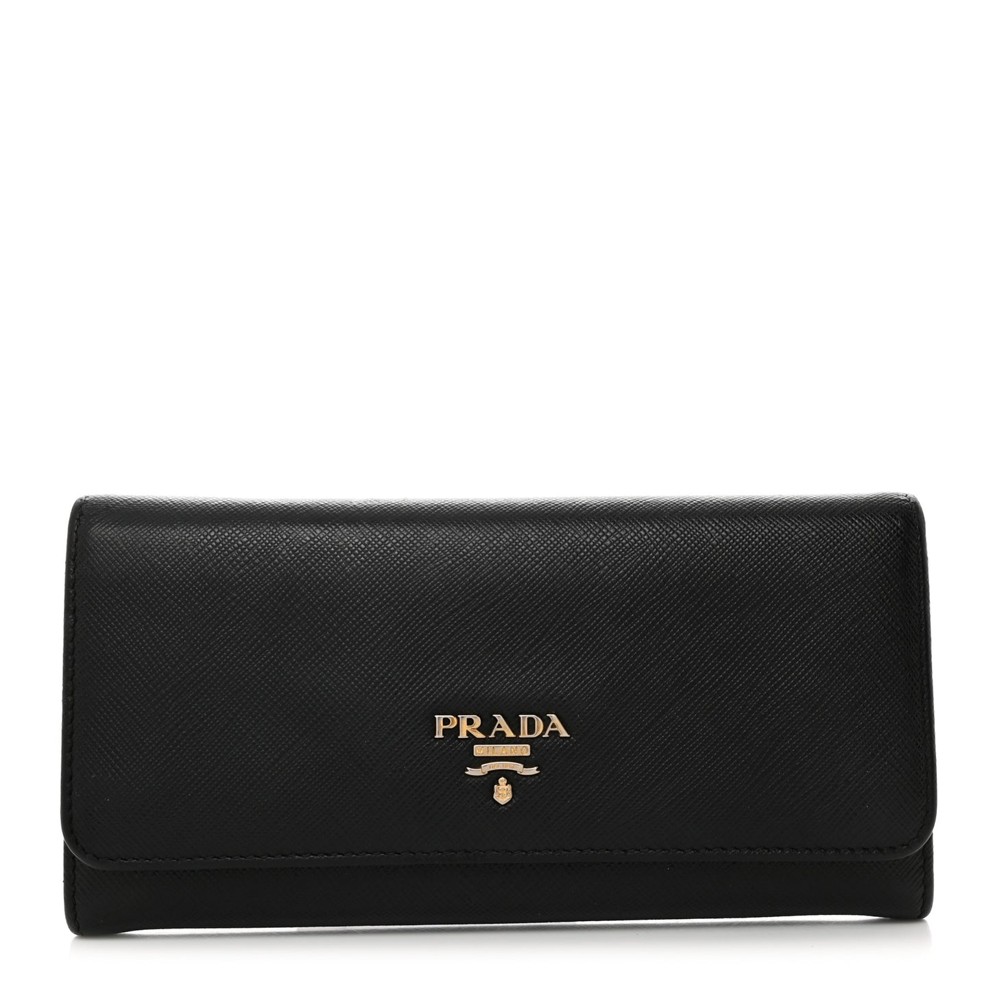 Saffiano Metal Continental Flap Travel Wallet Black