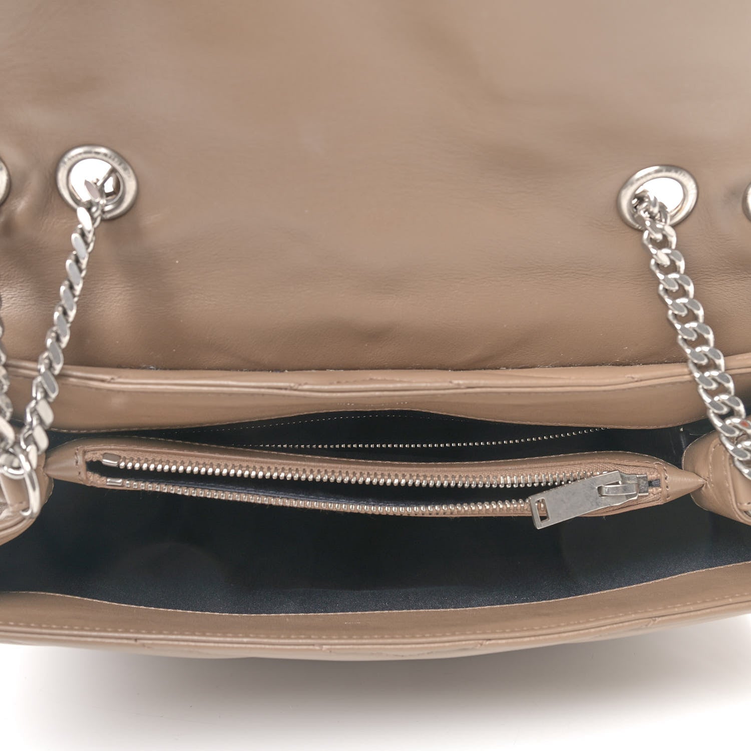 Saint Laurent Calfskin Y Quilted Monogram Medium Loulou Chain Satchel Light Brown 4 of 12