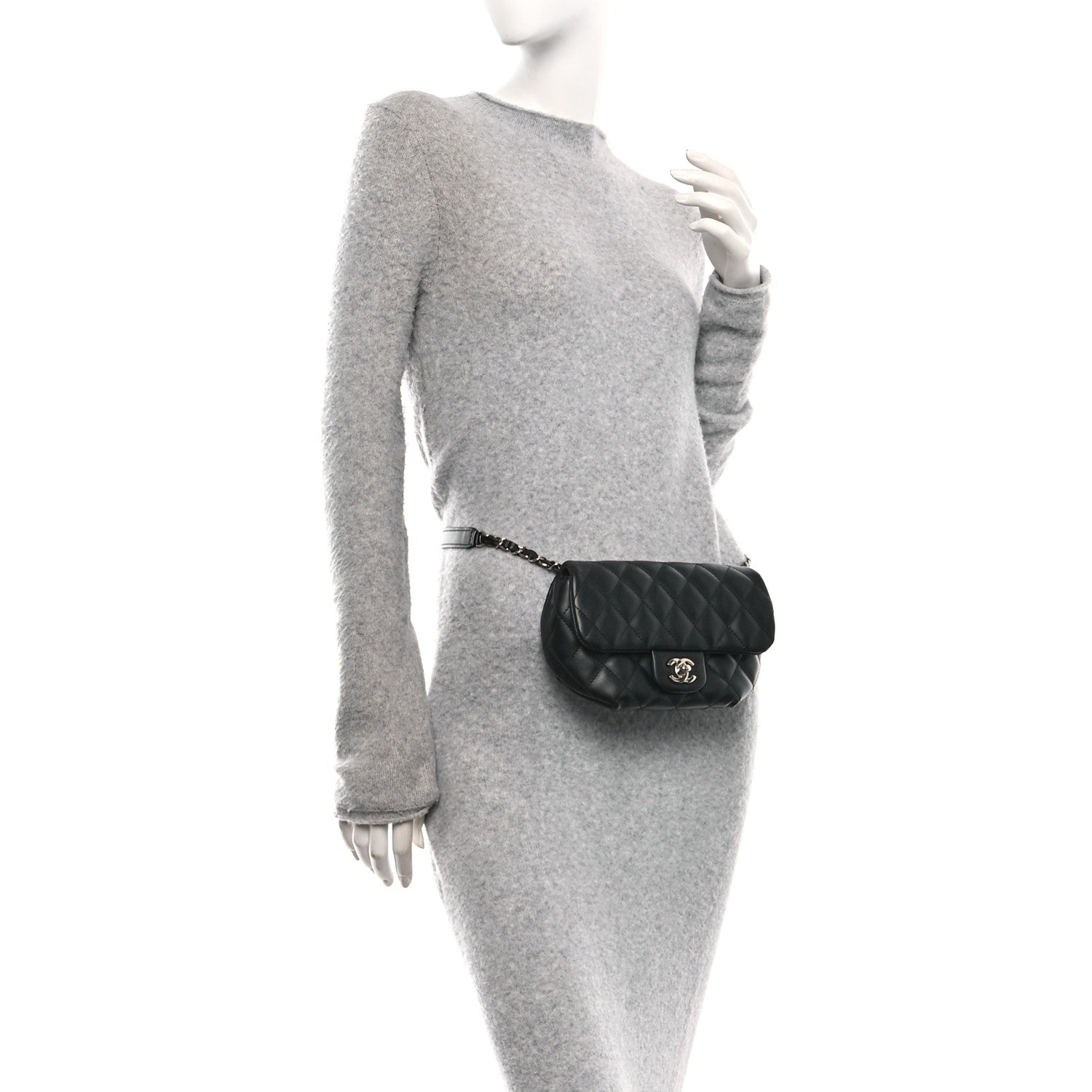 Chanel Calfskin Quilted CC Uniform Flap Belt Bag Black 2 of 11