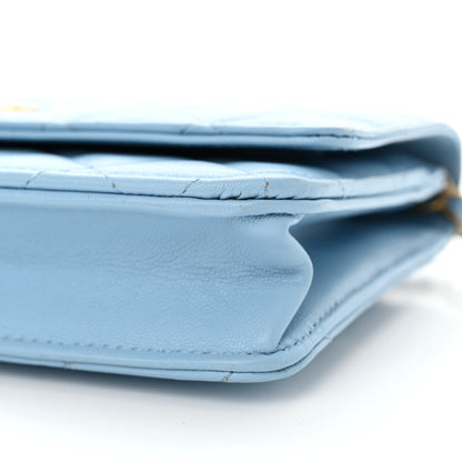 Chanel Lambskin Quilted CC Pearl Crush Wallet on Chain WOC Light Blue 11 of 13