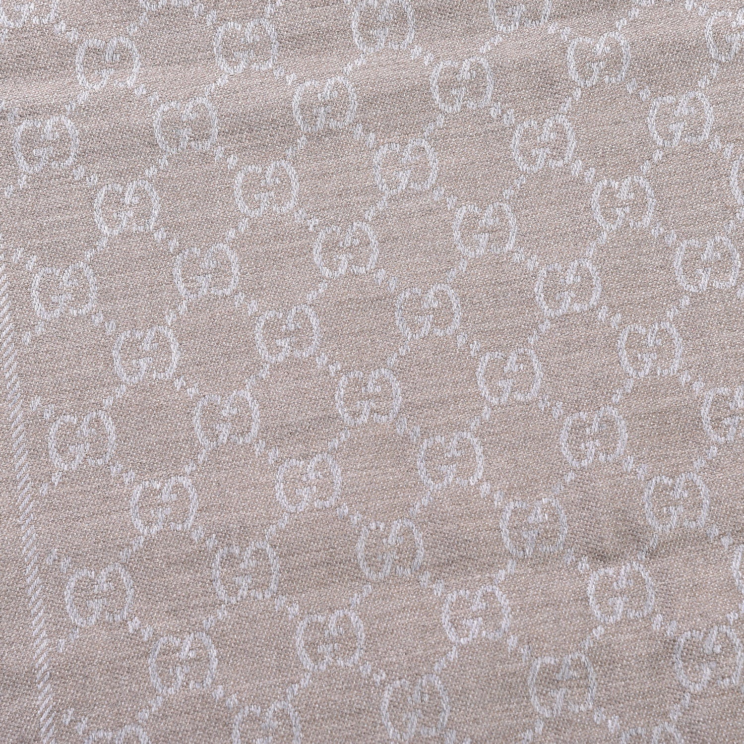 Gucci Wool Silk Monogram Fringe Scarf Natural 4 of 5