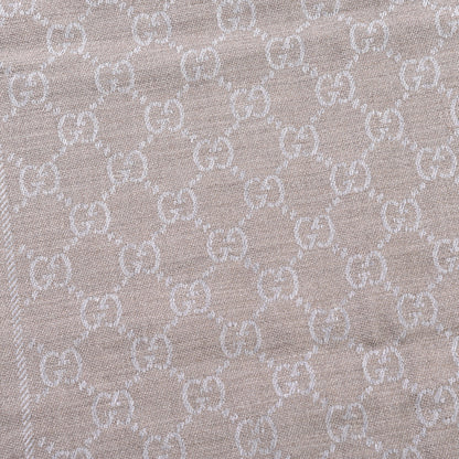 Gucci Wool Silk Monogram Fringe Scarf Natural 4 of 5